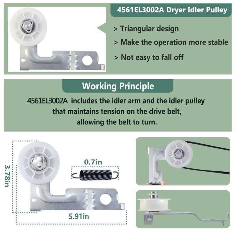 MONKEMON Upgraded Dryer Repair Kit Compatible with LG Kenmore Dryers Includes 4581EL2002C Dryer Drum Roller 4400EL2001A Dryer Belt 4561EL3002A Idler Pulley - Image 3