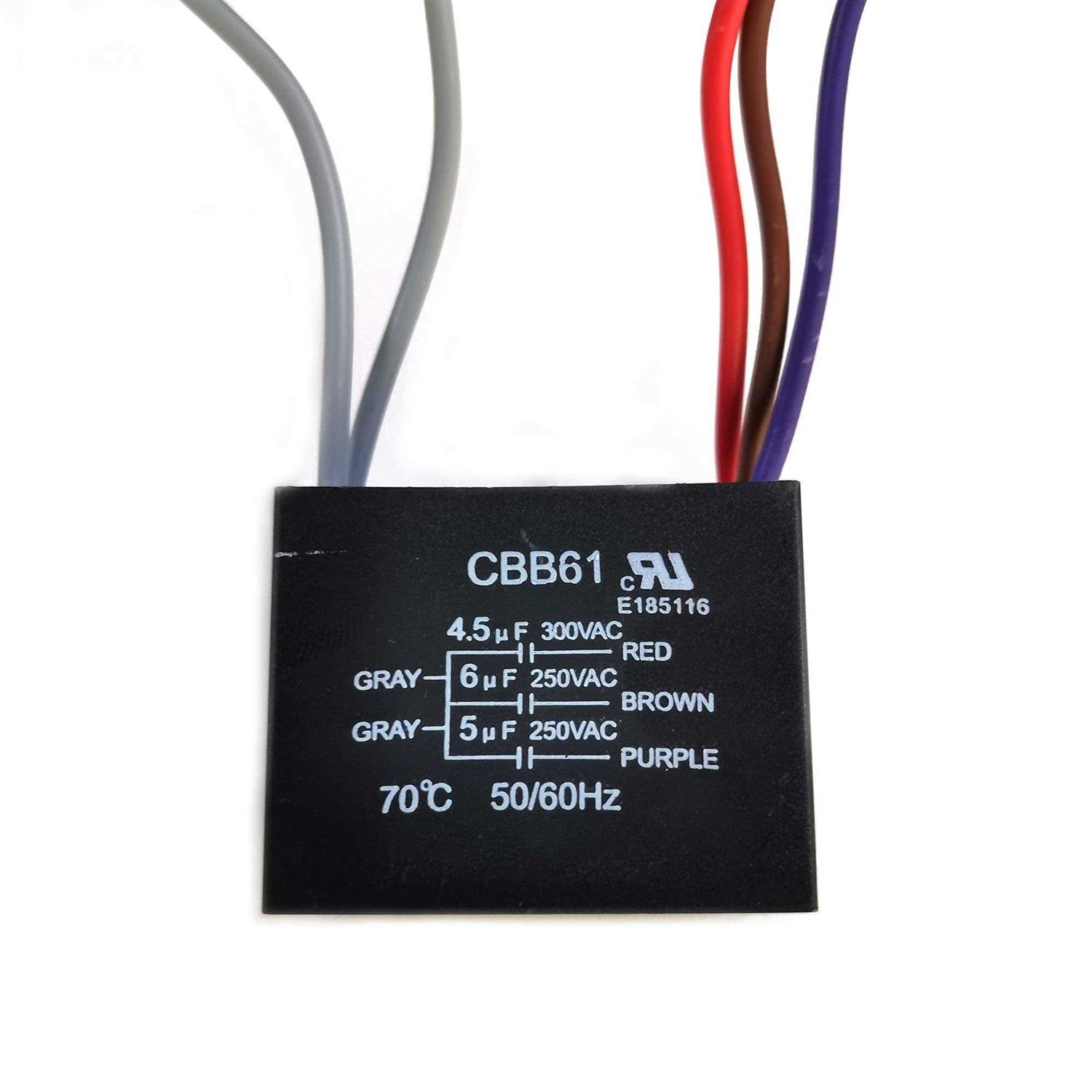 New CEILING FAN CAPACITOR CBB61 4.5uf + 6uf + 5uf 5 WIRE 250V - Image 2