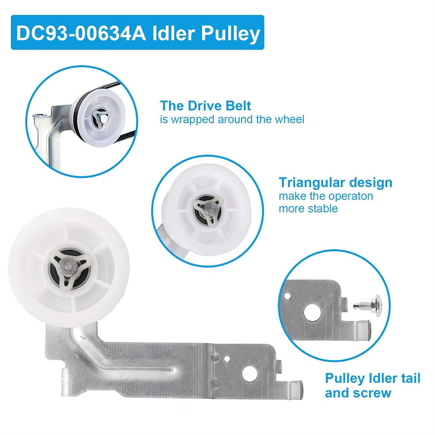 Dryer Repair Kit Replacement for Samsung Drum Roller DC97-16782A - Image 3