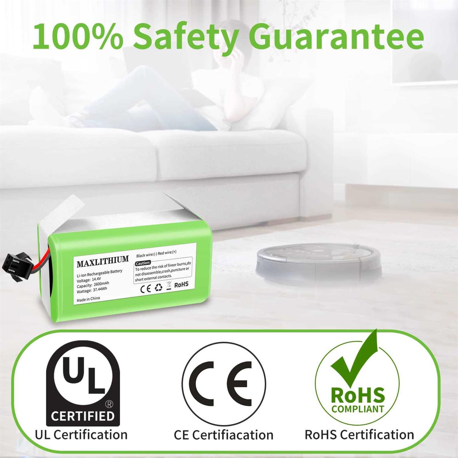 maxlithium 14.4v 2600mAh Replacement Battery Compatible with Ecovacs Deebot N79s Dn622 Eufy - Image 3