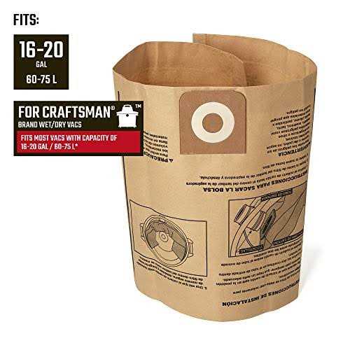 Craftsman Cmxzvbe38749 General Purpose Wet/Dry Shop Vacuum Dust Collection Bags for 16 - Image 5