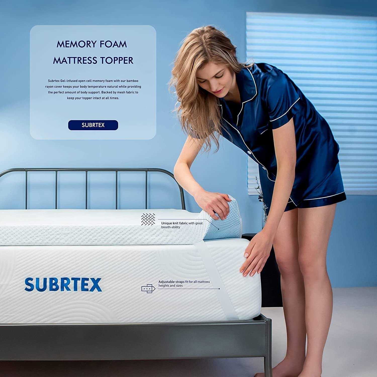 Subrtex Gel-Infused Memory Foam Bed Mattress Topper - Image 3