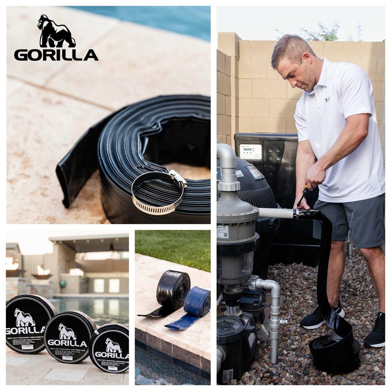 GORILLA Backwash Hose Gorilla Swimming Pool Backwash Hose with Clamp - Image 4