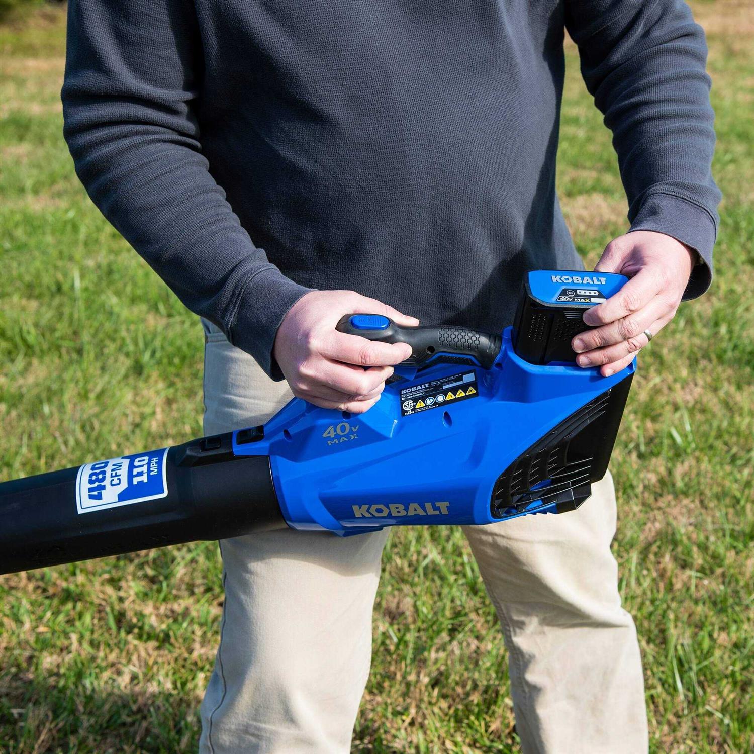 Kobalt 40-Volt Lithium Ion 480-CFM 110-MPH Medium-Duty Baretool Cordless Electric Leaf Blower - Image 3