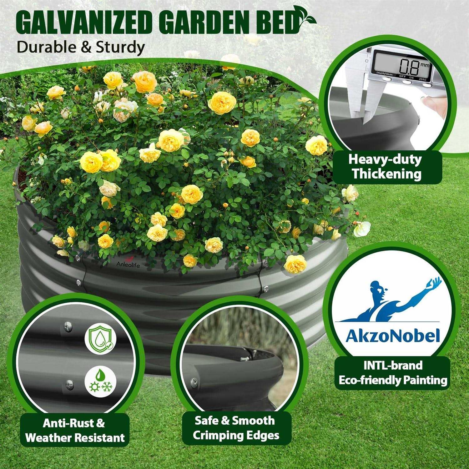 A ANLEOLIFE 2-Pack 4ft x 18A Tall Round galvanized Raised Garden Bed - Image 5