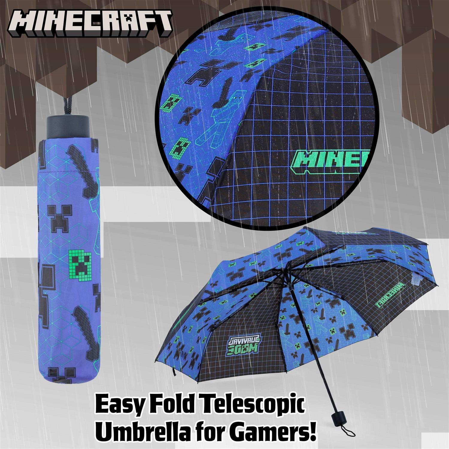 Minecraft Umbrella Kids Clear Dome Folding Umbrella Boys and Girls Travel Telescopic Stick Umbrella Windproof Strong Transparent See Through - Image 5
